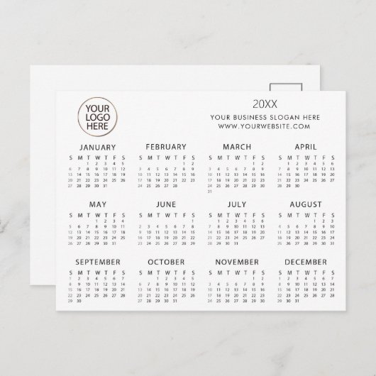 voeg uw eigen logo aangepaste tekst 2024 Agenda to Briefkaart (Voorkant / Achterkant)