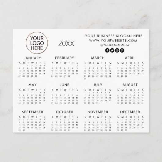 voeg uw eigen logo aangepaste tekst 2025 Kalender Briefkaart (Voorkant)