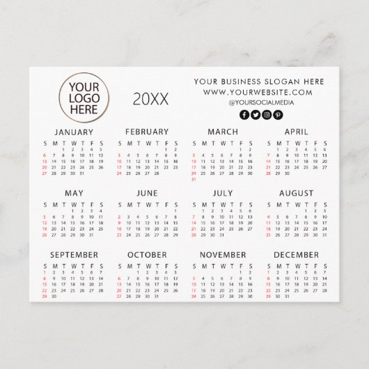 voeg uw eigen logo aangepaste tekst 2025 Kalender Briefkaart (Voorkant)