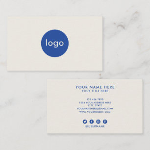 Voeg uw eigen logo-professionele crème en blauwe t visitekaartje