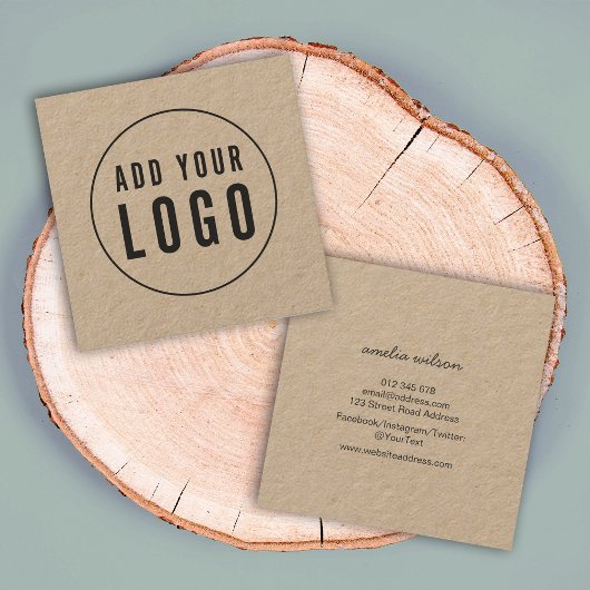 Voeg uw eigen Logo Rustic Kraft Social Media toe Vierkante Visitekaartje