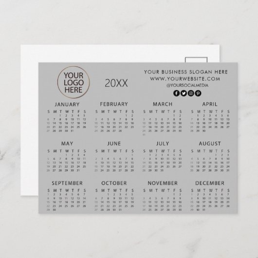 voeg uw eigen logo toe aangepaste tekst 2024 Agend Briefkaart (Voorkant / Achterkant)