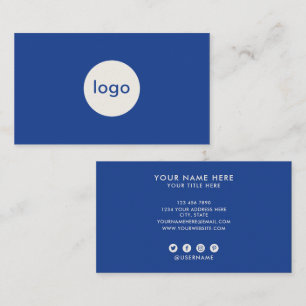 Voeg uw eigen logo toe professioneel blauw en beig visitekaartje