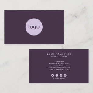 Voeg uw eigen logo toe Professionele pruim en lila Visitekaartje
