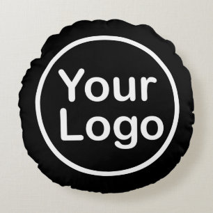 Voeg uw eigen logo toe   Zwarte achtergrond Rond Kussen