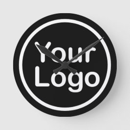 Voeg uw eigen logo toe | Zwarte achtergrond Ronde Klok