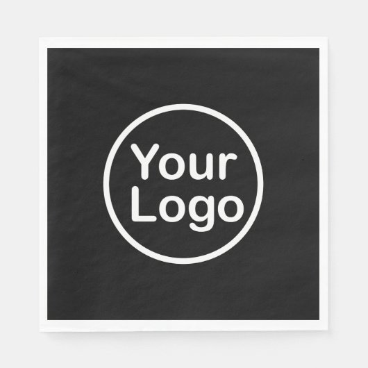 Voeg uw eigen logo toe | Zwarte achtergrond Servet (Voorkant)