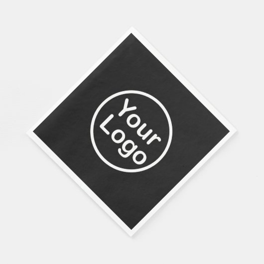 Voeg uw eigen logo toe | Zwarte achtergrond Servet (Hoek)