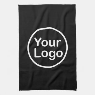Voeg uw eigen logo toe Zwarte achtergrond Theedoek