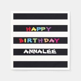 VOEG UW EIGEN NAAM Happy Birthday Paper Napkins TO Servetten