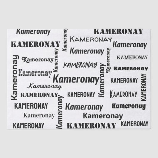 Voeg uw eigen naam toe Zwart-wit Custom Tissuepapier (Voorkant)