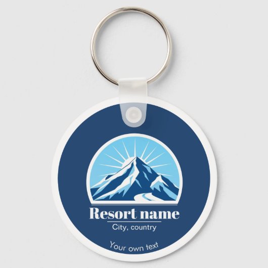 Voeg uw eigen naam van het skigebied toe sleutelhanger (Voorkant)