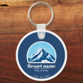 Voeg uw eigen naam van het skigebied toe sleutelhanger (Voorkant)