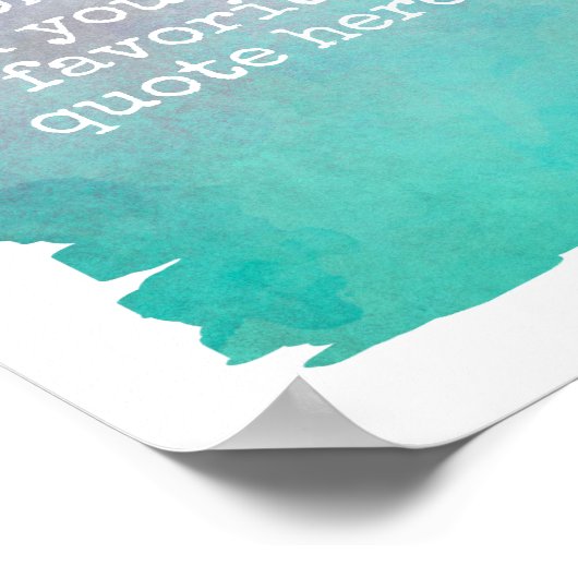 voeg uw eigen poster blauwgroen blauwe waterverf t (Hoek)