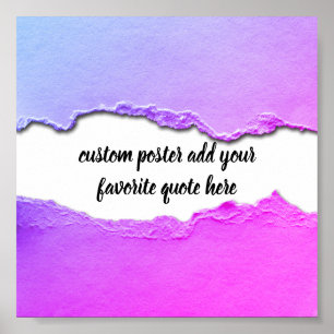 voeg uw eigen prijsopgave paars, roze en blauw toe poster