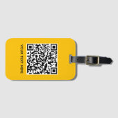 Voeg uw eigen QR-code toe Scannen Minimale Geel Bagagelabel (Voorkant (horizontaal))