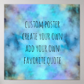 voeg uw eigen quotumwaterverf abstract blauw toe poster (Voorkant)