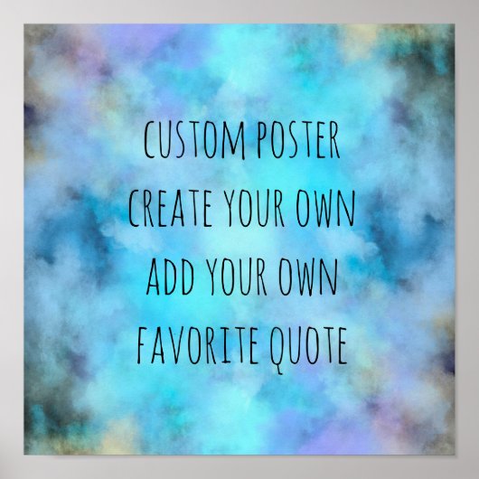 voeg uw eigen quotumwaterverf abstract blauw toe poster (Voorkant)