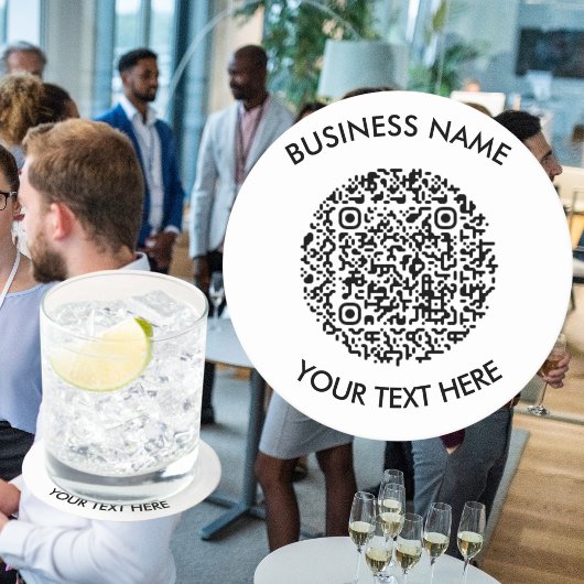 Voeg uw eigen ronde QR Code Scan Minimal Simple to Kartonnen Onderzetter