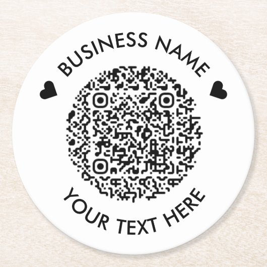 Voeg uw eigen ronde QR Code Scan Minimal Simple to Ronde Kartonnen Onderzetter (Voorkant)
