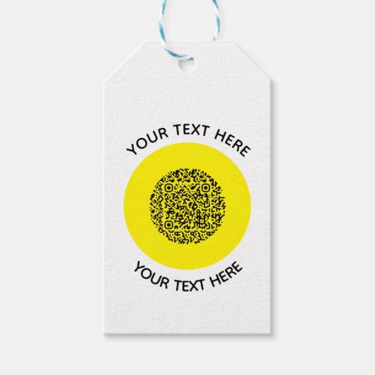 Voeg uw eigen ronde QR-codetekst toe Scanminima Cadeaulabel (Voorkant)