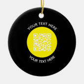 Voeg uw eigen ronde QR-codetekst toe Scanminima Keramisch Ornament (Voorkant)