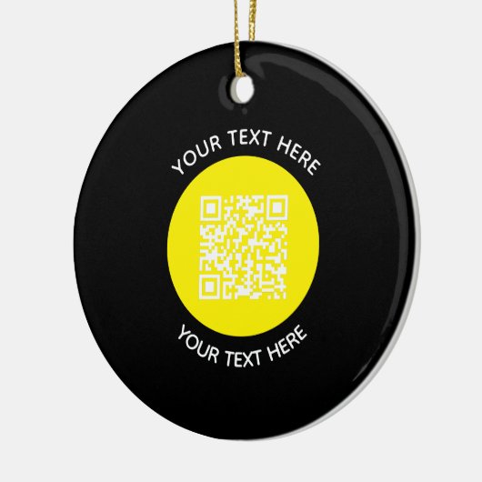 Voeg uw eigen ronde QR-codetekst toe Scanminima Keramisch Ornament (Links)