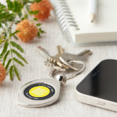 Voeg uw eigen ronde QR-codetekst toe Scanminima Sleutelhanger (Zijkant)