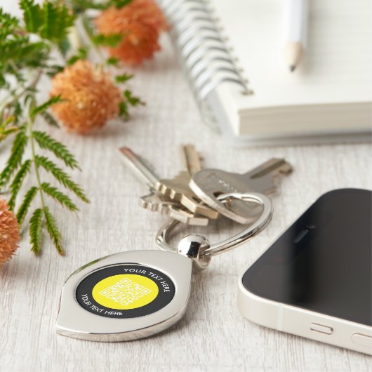 Voeg uw eigen ronde QR-codetekst toe Scanminima Sleutelhanger (Zijkant)