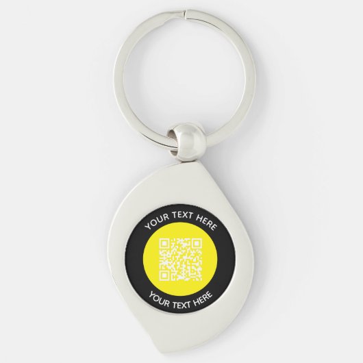 Voeg uw eigen ronde QR-codetekst toe Scanminima Sleutelhanger (Voorkant)