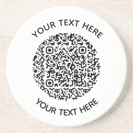 Voeg uw eigen ronde QR-codetekst toe Scanminima Zandsteen Onderzetter (Voorkant)