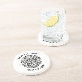 Voeg uw eigen ronde QR-codetekst toe Scanminima Zandsteen Onderzetter (Zijkant)