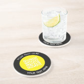 Voeg uw eigen ronde QR-codetekst toe Scanminima Zandsteen Onderzetter (Zijkant)