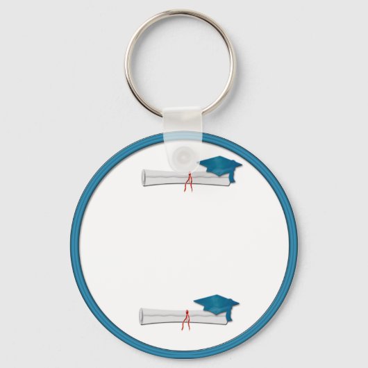 Voeg uw eigen Sleutelhanger Tekstblauw Afstuderen  (Voorkant)