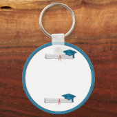 Voeg uw eigen Sleutelhanger Tekstblauw Afstuderen  (Voorkant)