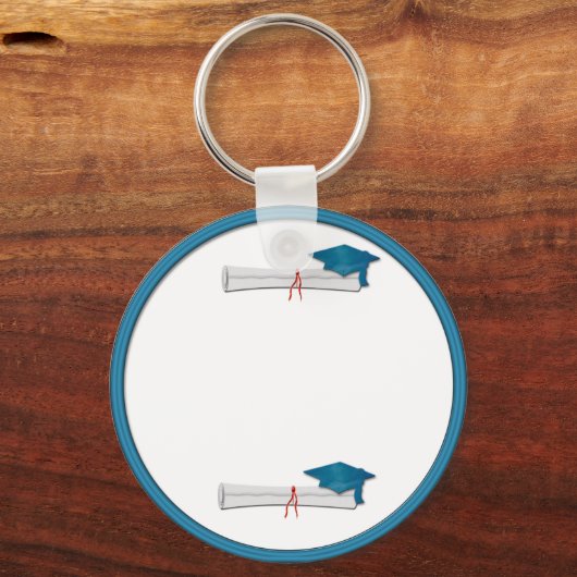 Voeg uw eigen Sleutelhanger Tekstblauw Afstuderen (Voorkant)