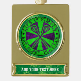 Voeg uw eigen tekst Lacrosse kerstversiering toe Verguld Banner Ornament
