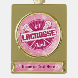 Voeg uw eigen tekst Lacrosse tante kerstversiering Verguld Banner Ornament
