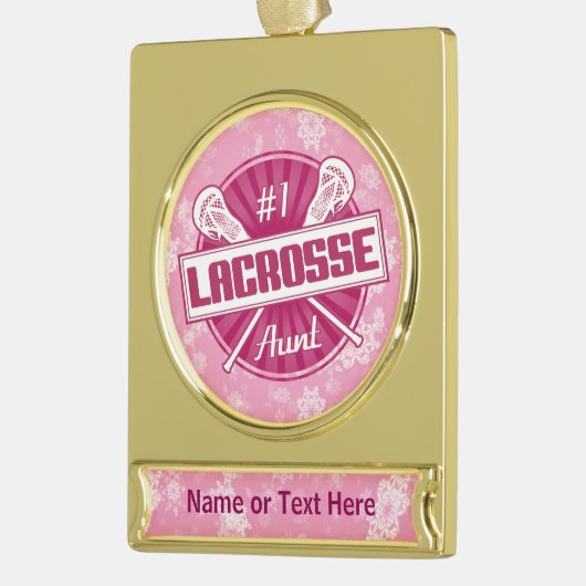 Voeg uw eigen tekst Lacrosse tante kerstversiering Verguld Banner Ornament (Links)