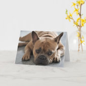 VOEG UW EIGEN TEKST Leuke Frenchie toe Kaart (Gele Bloem)