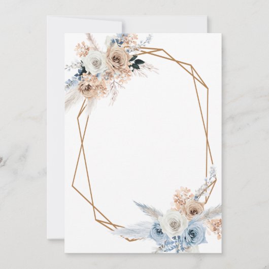 voeg uw eigen tekst pampass dusty blauwe meetkunde kaart (Voorkant)