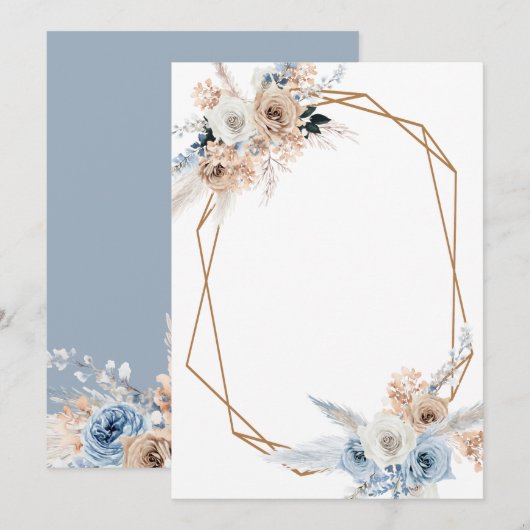 voeg uw eigen tekst pampass dusty blauwe meetkunde kaart (Voorkant / Achterkant)