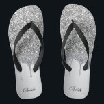 Voeg uw eigen tekst Silver Glitter Drips Luxe toe Teenslippers<br><div class="desc">Voeg uw eigen tekst toe Silver Glitter-schijven Luxe Teenslippers</div>