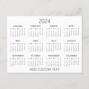 voeg uw eigen tekst toe 2024 kalender briefkaart