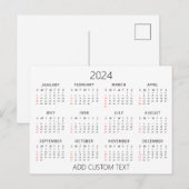 voeg uw eigen tekst toe 2024 kalender   briefkaart (Voorkant / Achterkant)