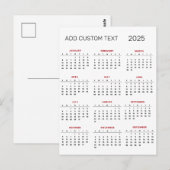 voeg uw eigen tekst toe 2025 Kalender   Briefkaart (Voorkant / Achterkant)