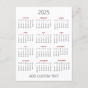 voeg uw eigen tekst toe 2025 kalender   briefkaart