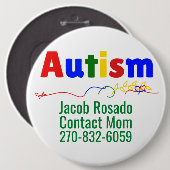 Voeg uw eigen tekst toe - Autisme Pin Round Button (Voorkant /achterkant)