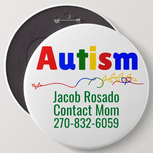 Voeg uw eigen tekst toe - Autisme Pin Round Button (Voorkant /achterkant)