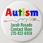Voeg uw eigen tekst toe - Autisme Pin Round Button (Voorkant)